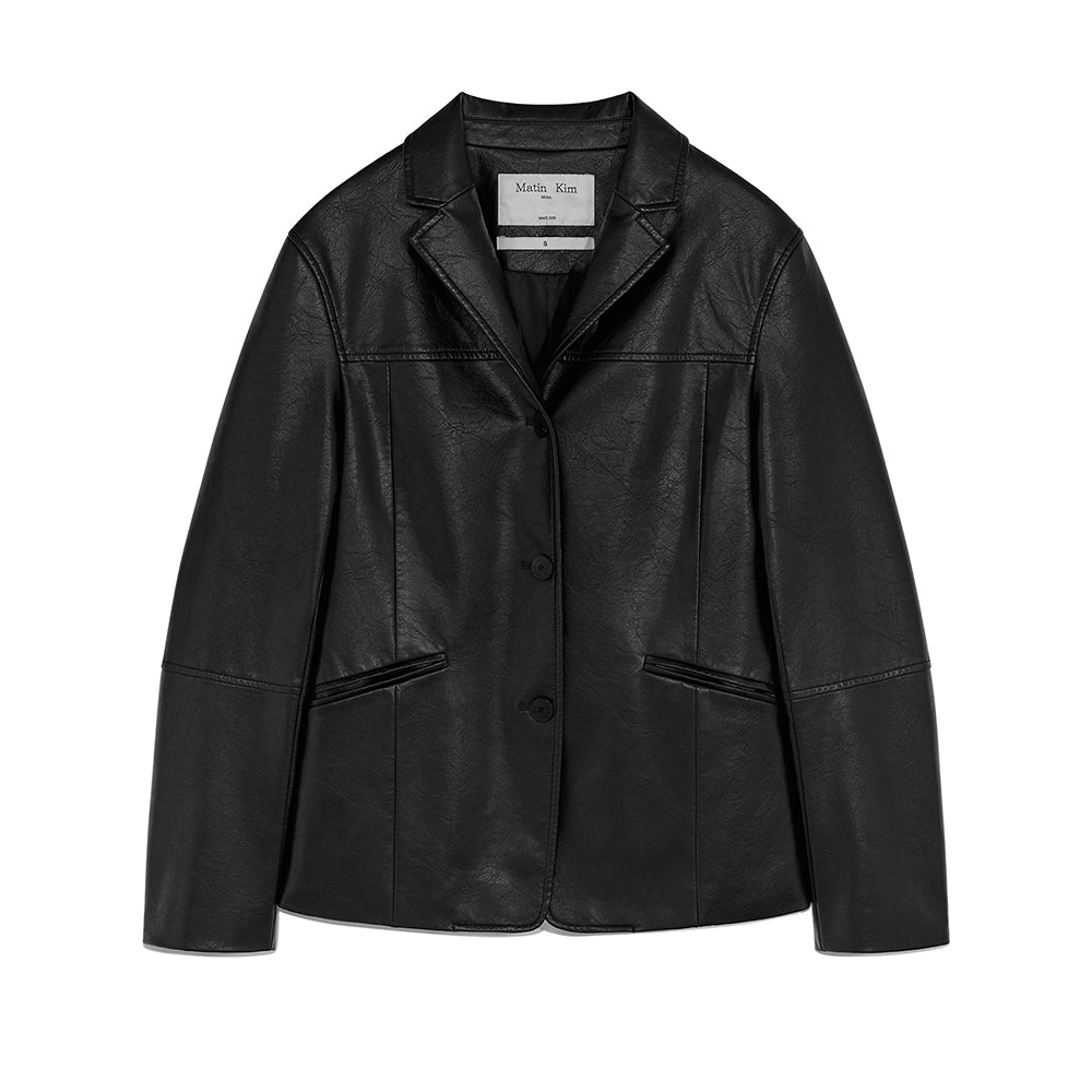 LEATHER SINGLE BLAZER IN BLACK – Matin Kim