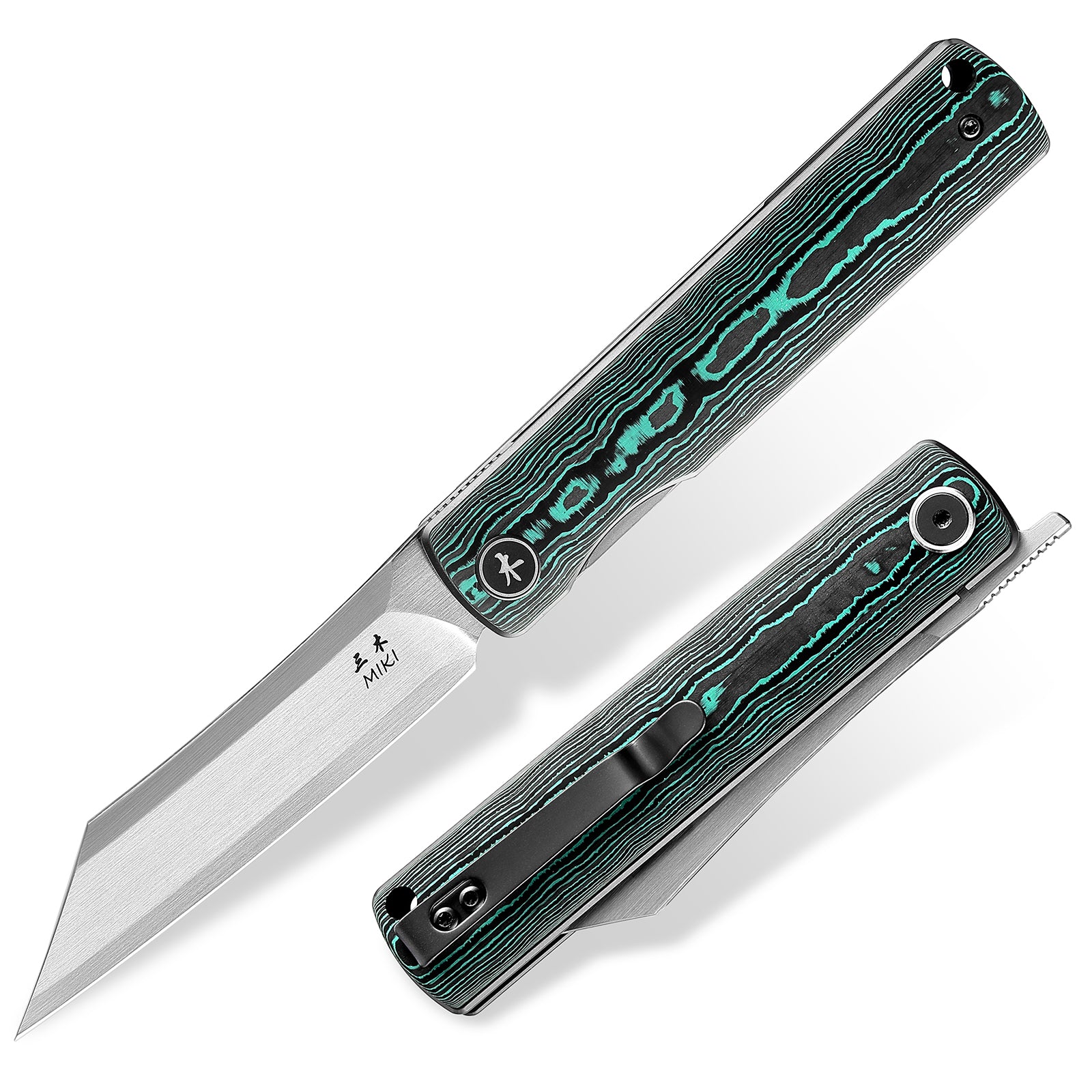 Miki Folding Pocket Japanese Knife, Carbon Fiber Handle Green, ZDP