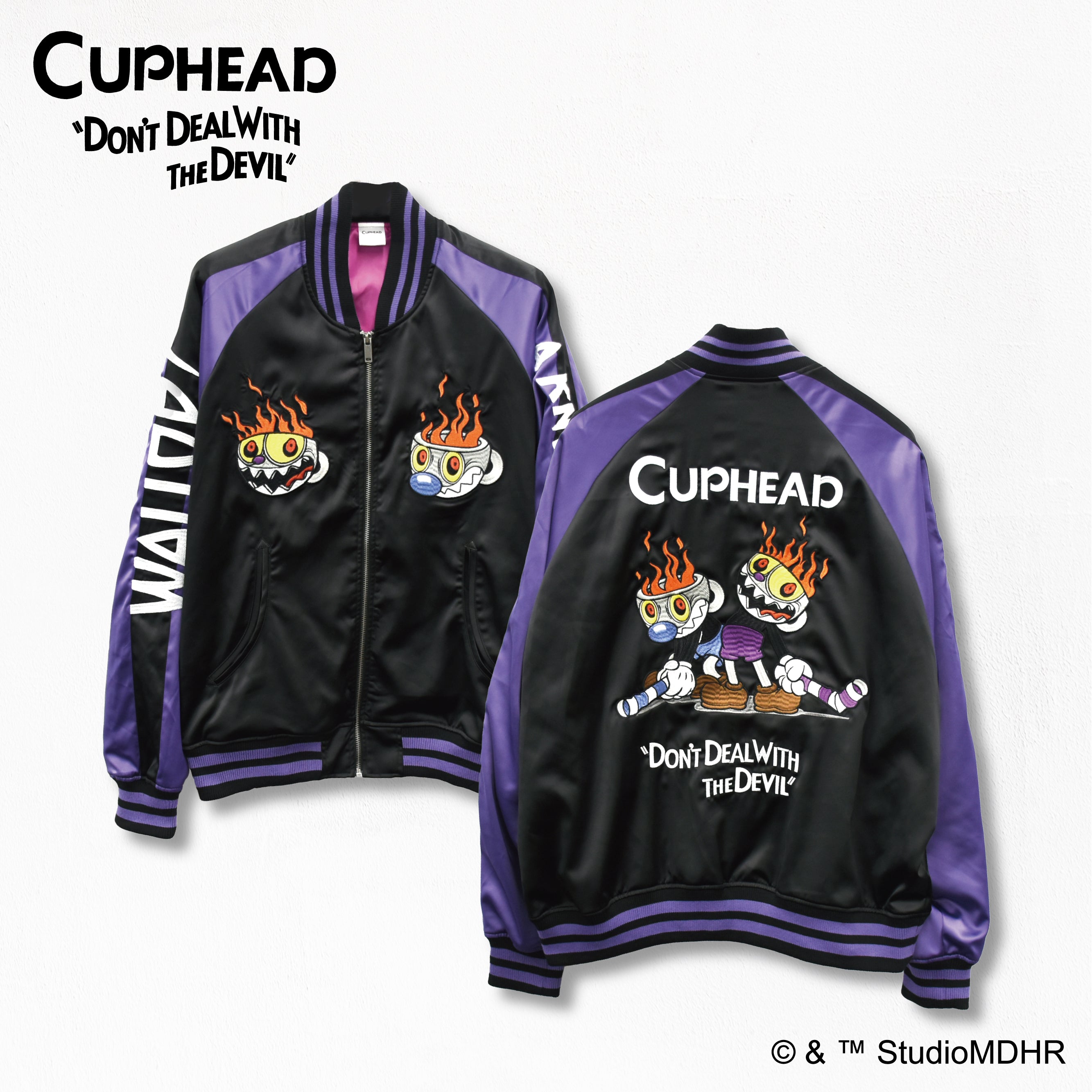 Cuphead スカジャン 黒と紫 CUPHEAD 【カップヘッド】 スカジャン