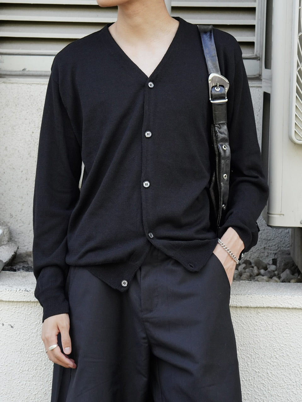 東京店WEB限定【Chikashitsu +】cropped linen knit cardigan