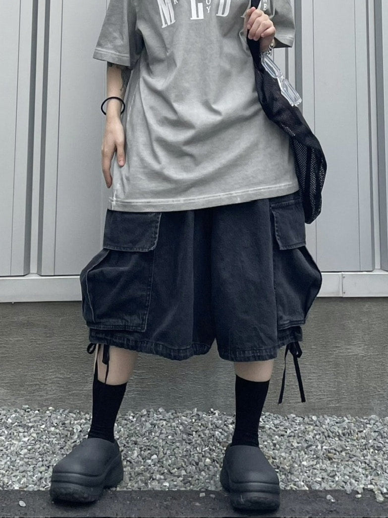 受注制【Never mind the XU】denim wide half pants (2color
