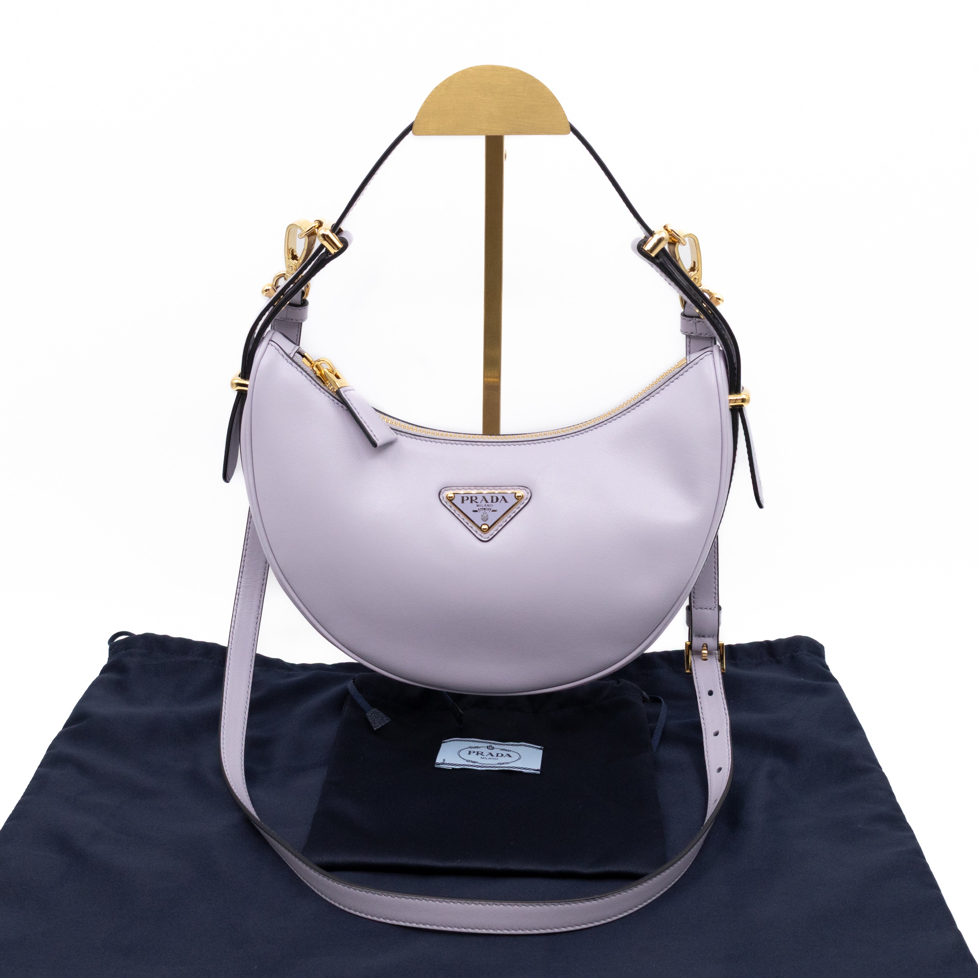 Prada Arque Small Shoulder Bag Lilac Leather – Queen Station