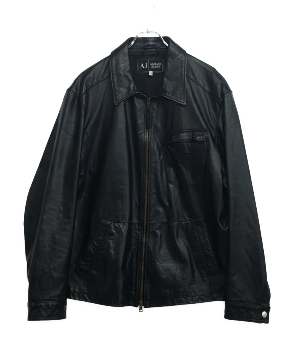 ARMANI JEANS レザーブルゾン ブラック 00S メンズ SIZE 54 アルマーニ