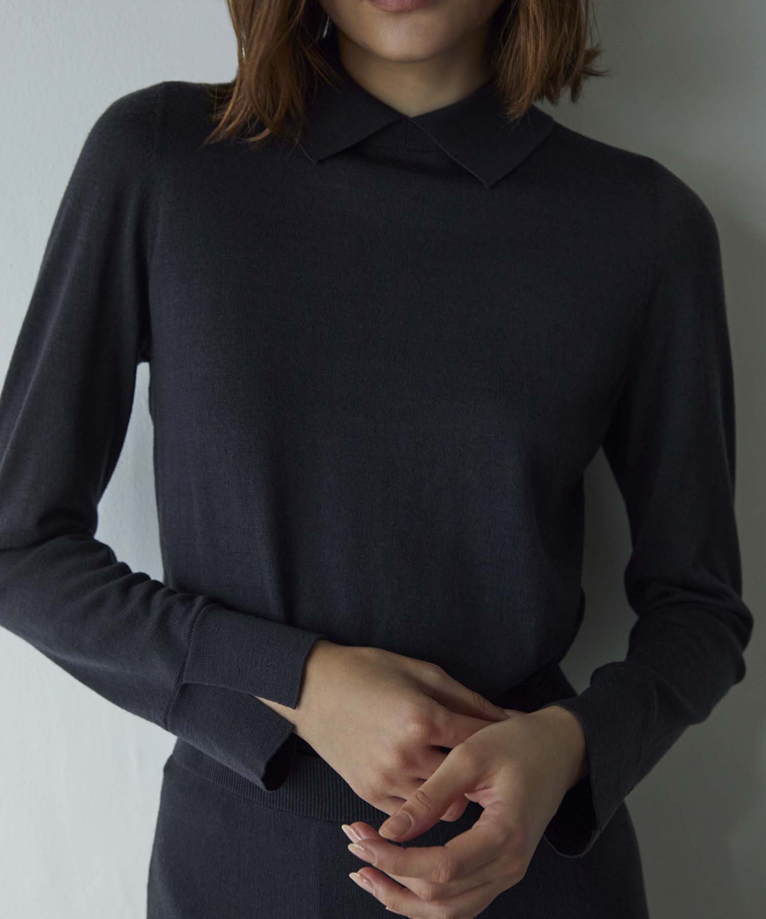 La maglia】 シャツカラー ニットプルオーバー(トップス)｜EPOCA