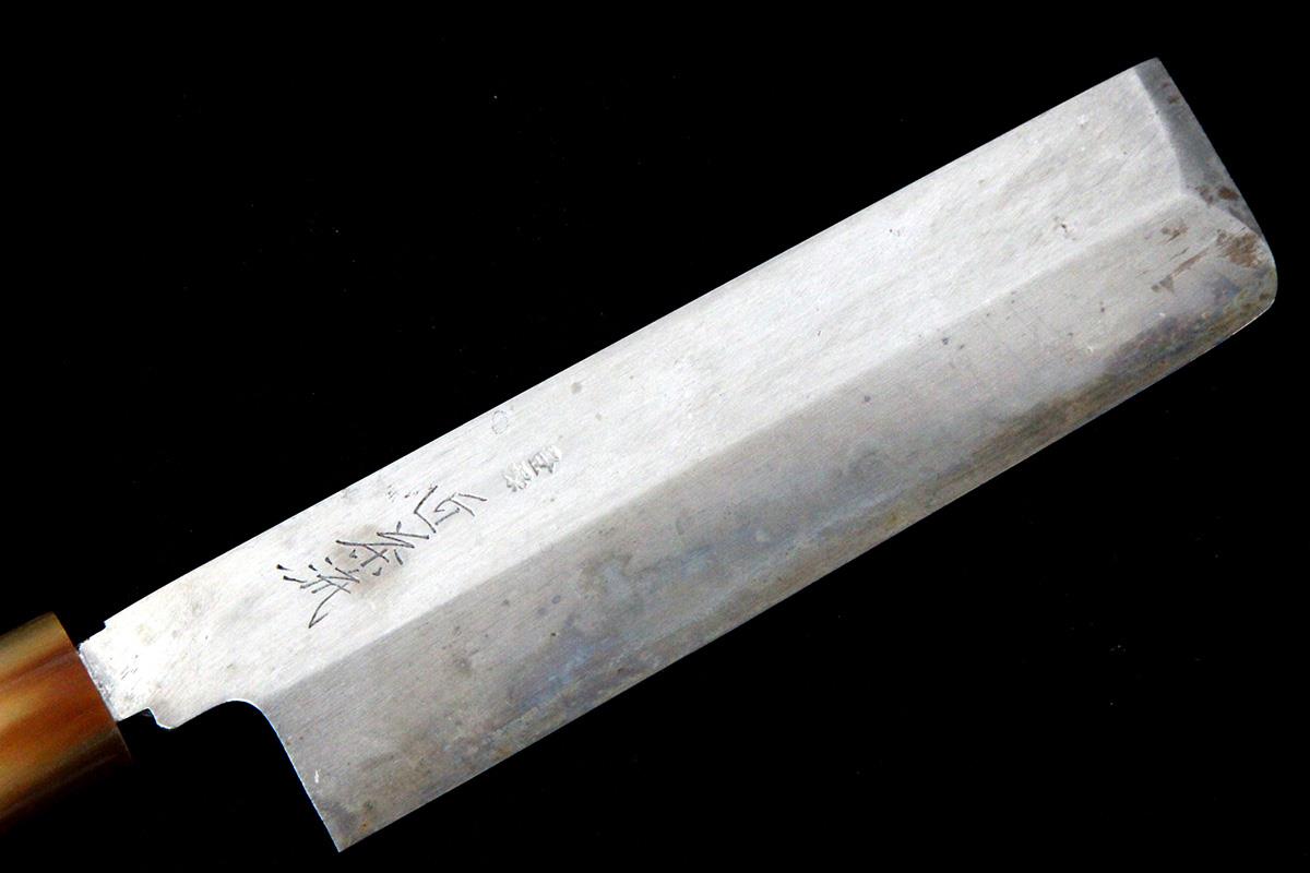 薄刃包丁 霞 五寸 朴柄 名入 白鞘付 λA7126-2L3B | 近茶流 | 包丁