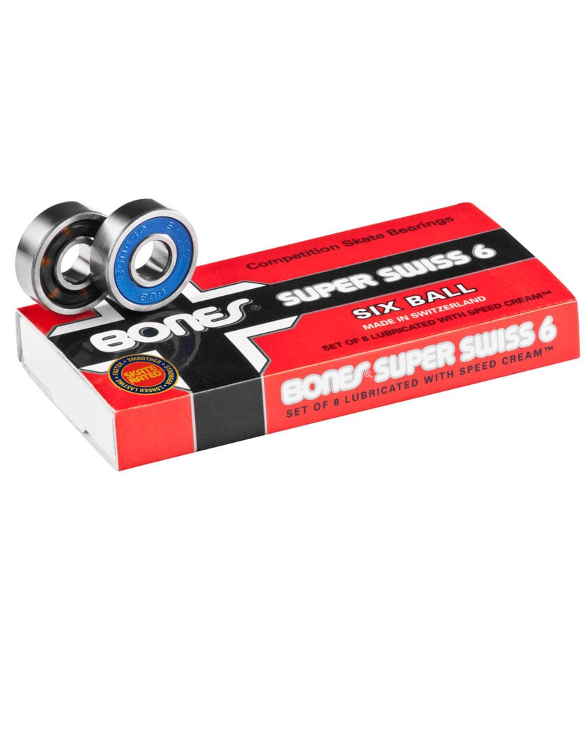 Bones Super Swiss 6 Ball Skateboard Bearings 8 Pack – Braille