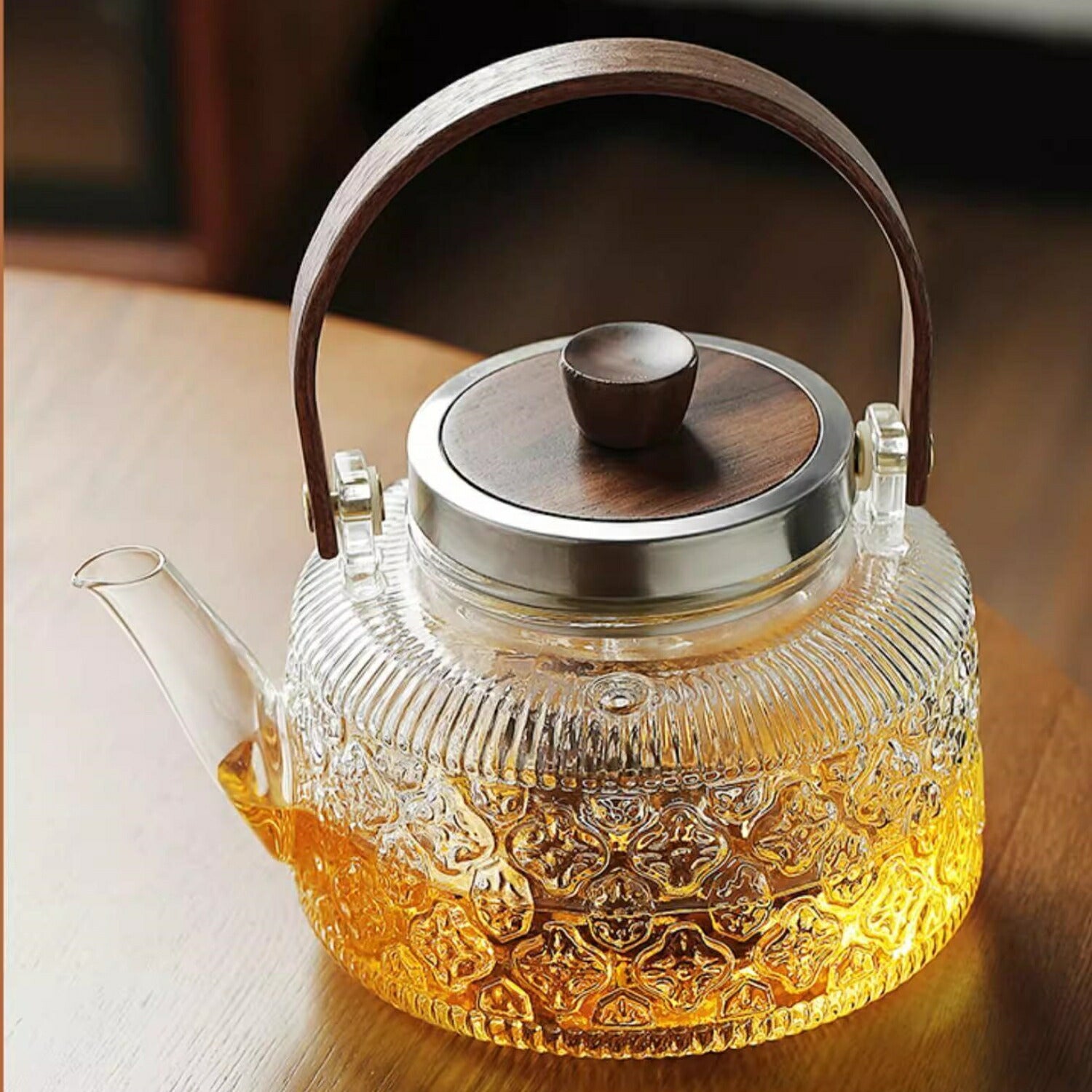 IwaiLoft「花海棠」ガラスティーポット 800ml 1000ml ガラスケトル