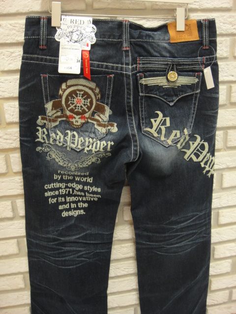 REDPEPPER（レッドペッパー）ストレートデニム34インチ（ダメージ加工