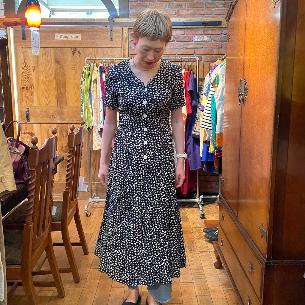 古着】80s ヴィンテージ フラワーパターン ワンピース レディース 花柄