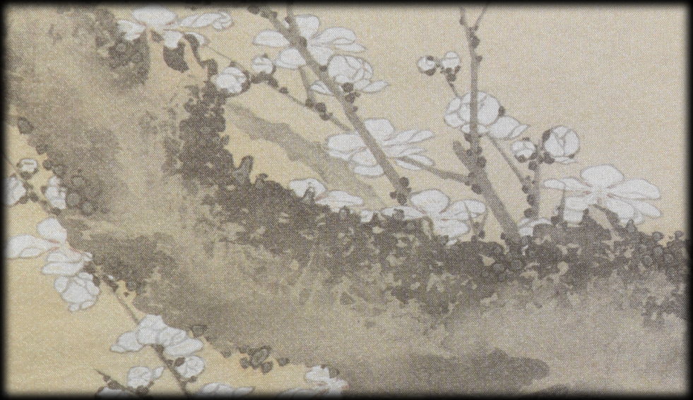 葛飾北斎:原作「白梅図」：E-093j[工芸掛け軸]古美術谷口