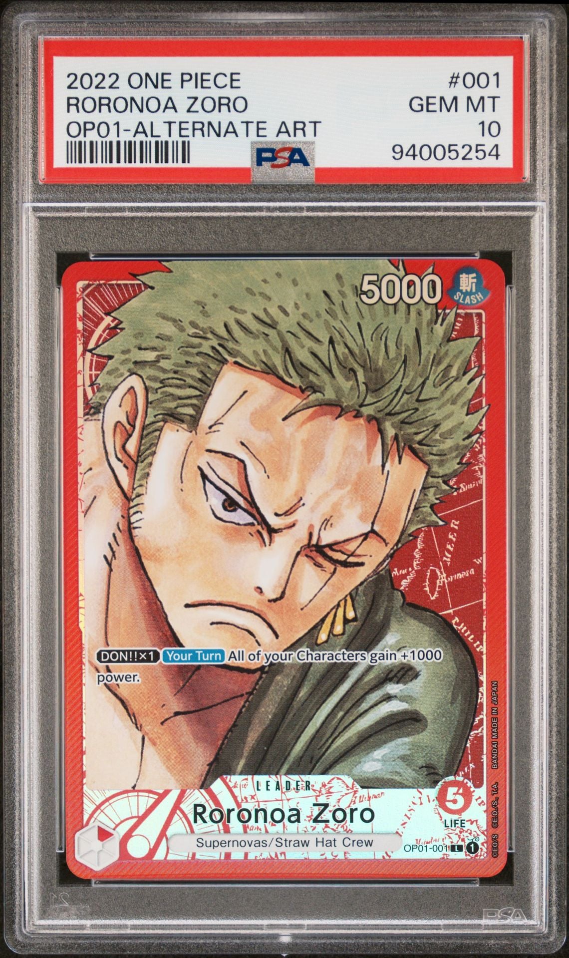 PSA 10 - OP01-001 Roronoa Zoro Alternate Art. Gem Mint – 1
