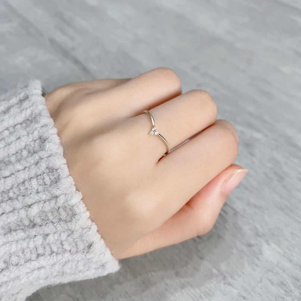 エテ K10YG V字ミル打ち ダイヤモンド リング エテ K10YG V字ミル打ち