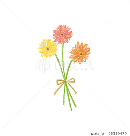 クレヨンタッチのガーベラの花束のイラスト素材 [96550479] - PIXTA