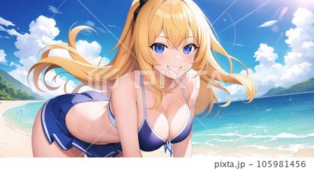 海で遊ぶ水着の女の子 [AI生成画像]のイラスト素材 [105981456] - PIXTA