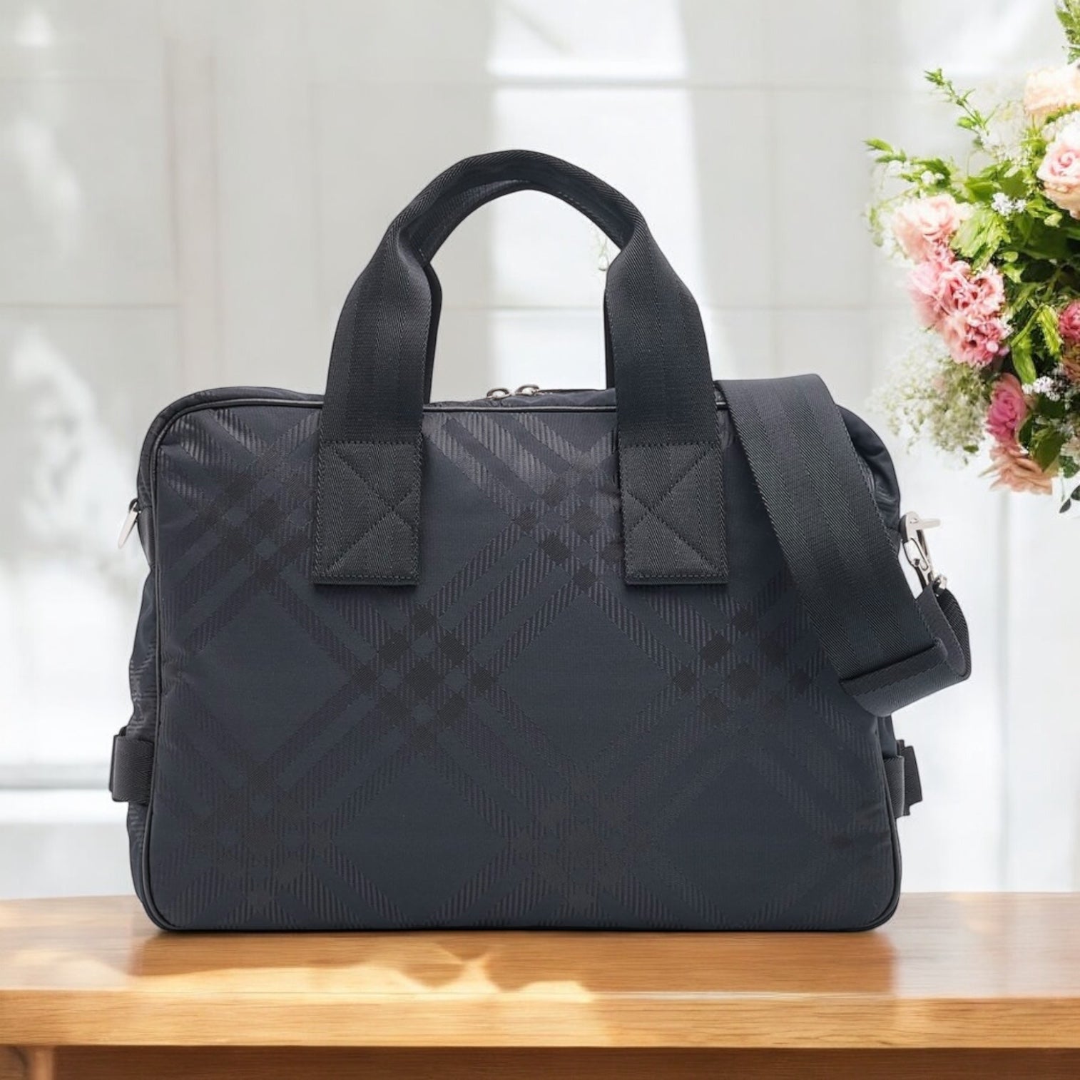 Burberry Check Jacquard Briefcase | The Little Purse