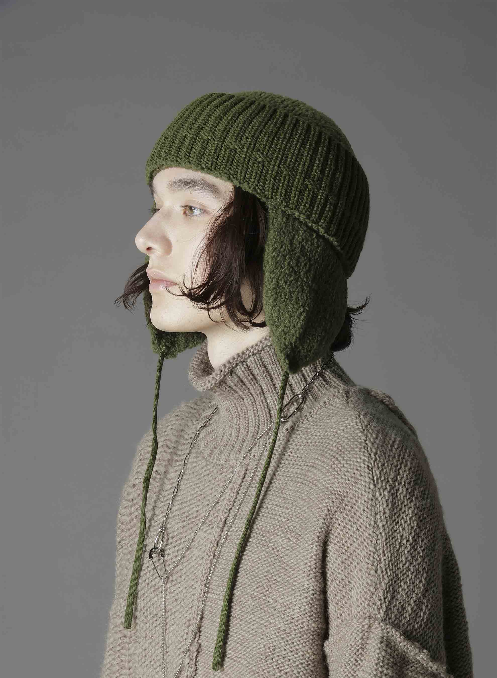 Wool boa+EX FineMerino Wool FLIGHT KNIT CAP – THE SHOP YOHJI YAMAMOTO
