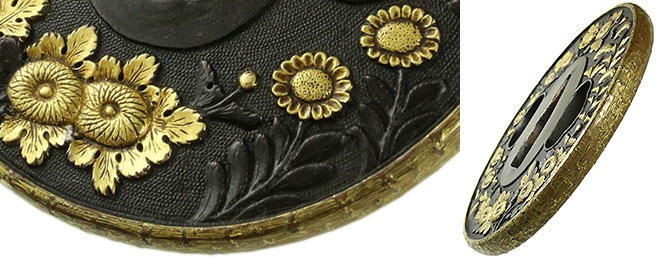 日本刀の鐔・金覆輪 秋草｜日本刀・刀剣 販売専門店・東京【十拳】