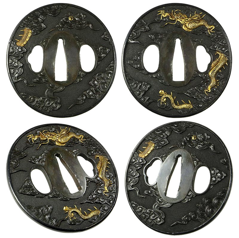 日本刀の鐔・鍔｜赤銅魚々子地珠追龍図｜日本刀専門店・東京【十拳】