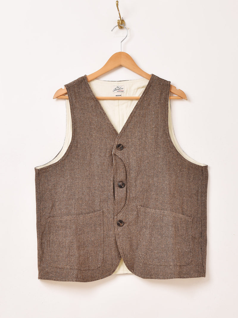 2色展開】Backers ヘリンボーン ハーフムーンポケット ベスト – 古着屋