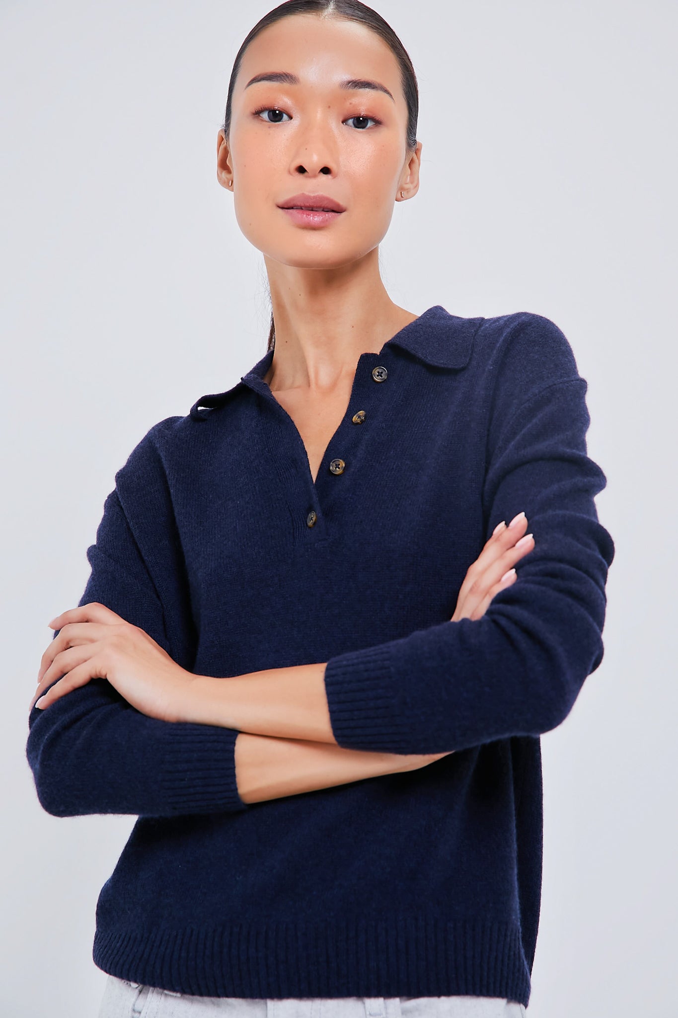 Navy Cashmere Cassidy Polo Sweater | Tuckernuck