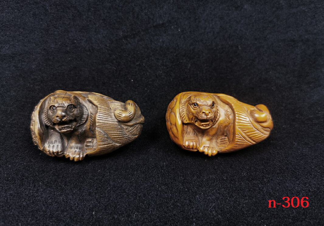 楽天市場】舞龍堂 根付 虎 寅 縁起物 干支 柘植 天然木 十二支木彫り