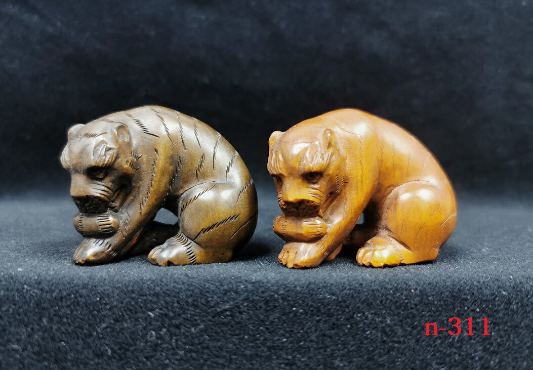 楽天市場】舞龍堂 根付 虎 寅 縁起物 干支 柘植 天然木 十二支木彫り