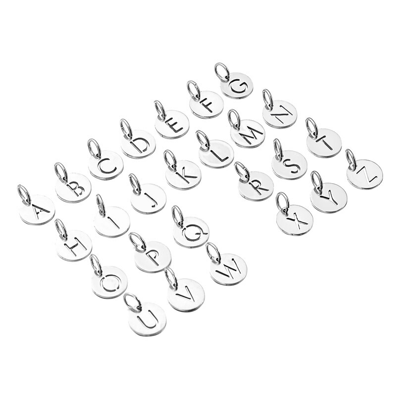楽天市場】丸環付きアルファベットドッグタグステンレスパーツ/26個