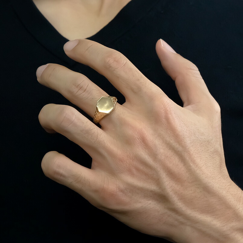 楽天市場】10金 リング 印台 シグネットリング 指輪 イエローゴールド