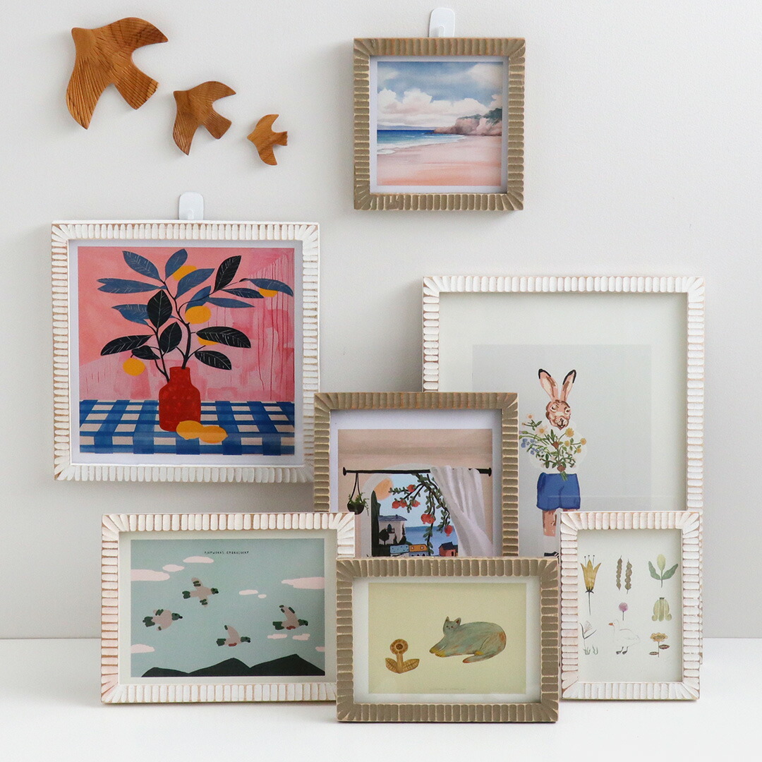 楽天市場】木製 フォトフレーム 彫り加工 ホワイト ベージュ [ L判