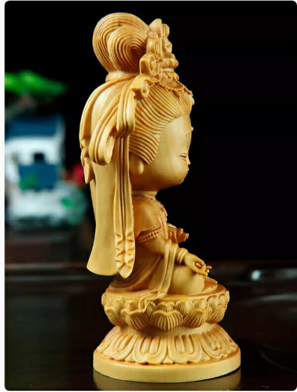 楽天市場】観音像 置物 仏像 座禅菩薩 木製 彫刻 仏具 観音様 置物