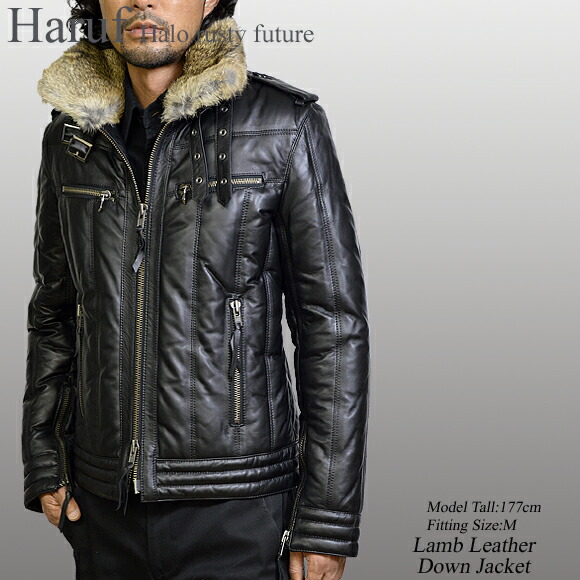 楽天市場】ライダースダウン ダウンコート レザージャケット ダウン