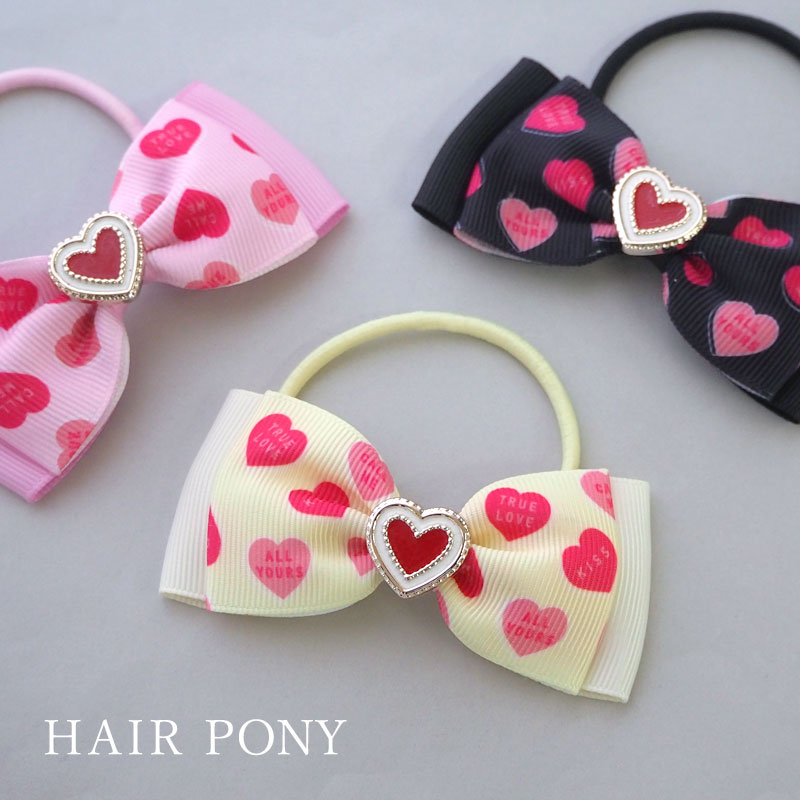 楽天市場】ヘアゴム ポニー ハート 付 Wりぼん リボン ヘア