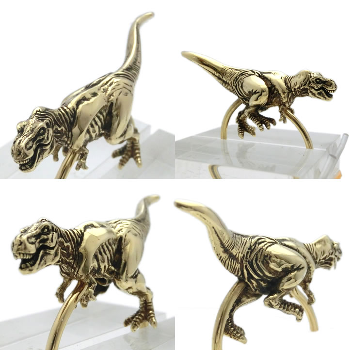 楽天市場】金色の恐竜、ティラノサウルスキーリング ブラス 真鍮(T-REX