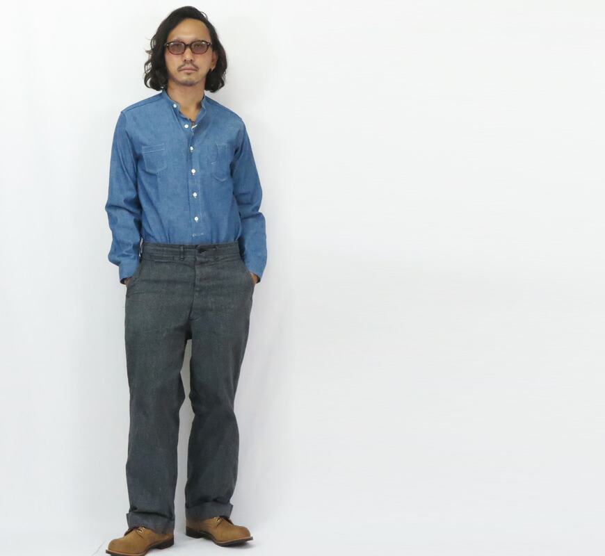 楽天市場】ウェアハウス WAREHOUSE 長袖 スタンドカラー シャンブレー