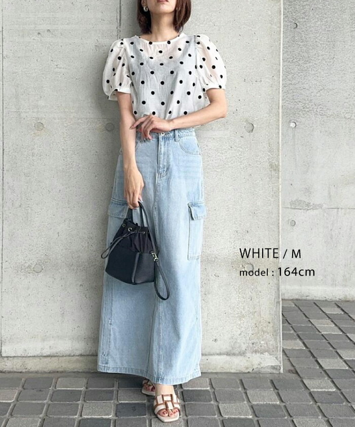 楽天市場】ドット柄パフスリーブシアーブラウス レディース ドット柄