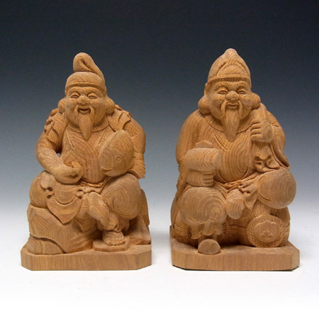 楽天市場】楠 恵比寿大黒 高さ16cm 木彫り 七福神 置物 [Ryusho] : 龍