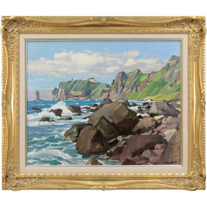 楽天市場】絵画 山岸正巳 油絵・油彩画 『神威岬の荒磯』 崖 海 海岸