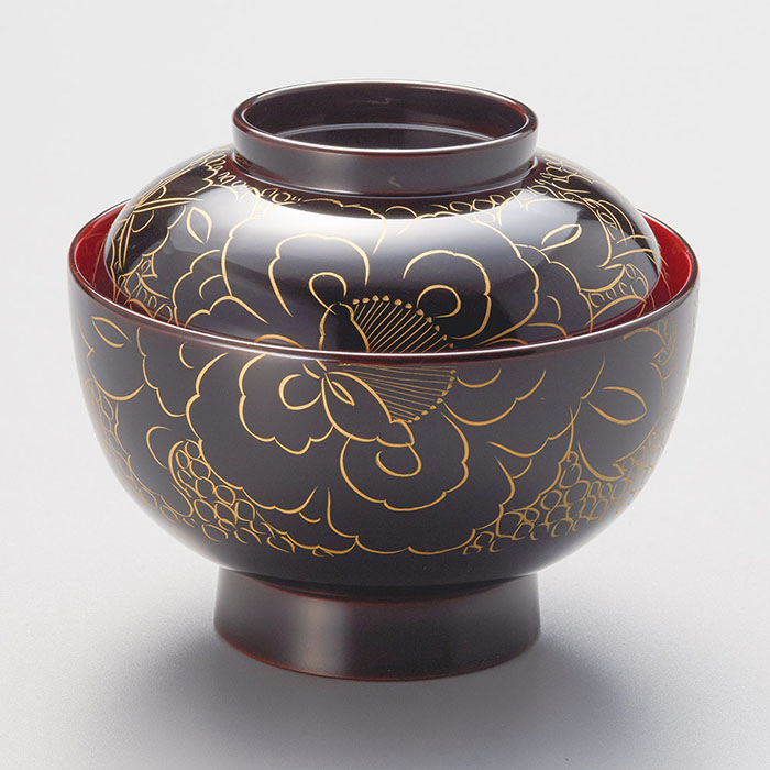 楽天市場】雑煮椀 金牡丹 朱/黒内朱 漆塗り 12-01005/01006 おしゃれ