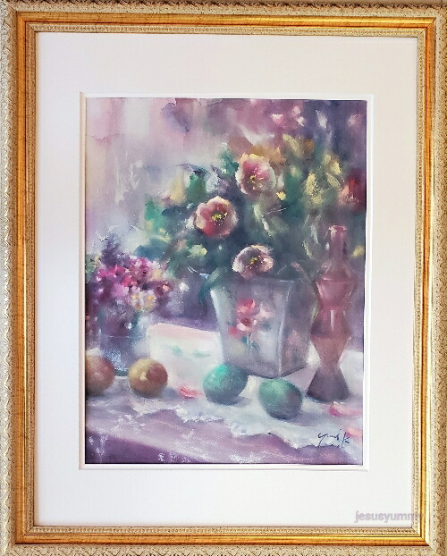 楽天市場】絵画 原画 「雨上がりを待つ窓辺」 水彩/パステル F6