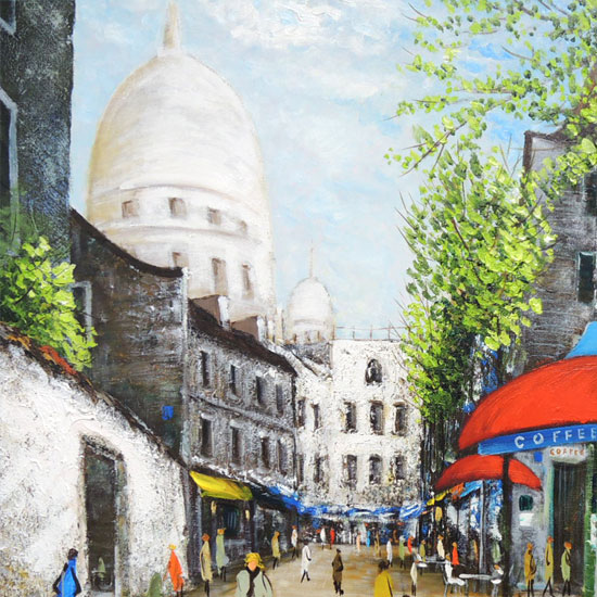 楽天市場】絵画 油絵 モンマルトルの広場 カフェテラス F20号 （中川