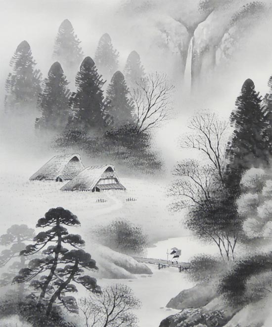 楽天市場】掛け軸 水墨山水 (三浦光陽) 送料無料 【掛軸】【一間床