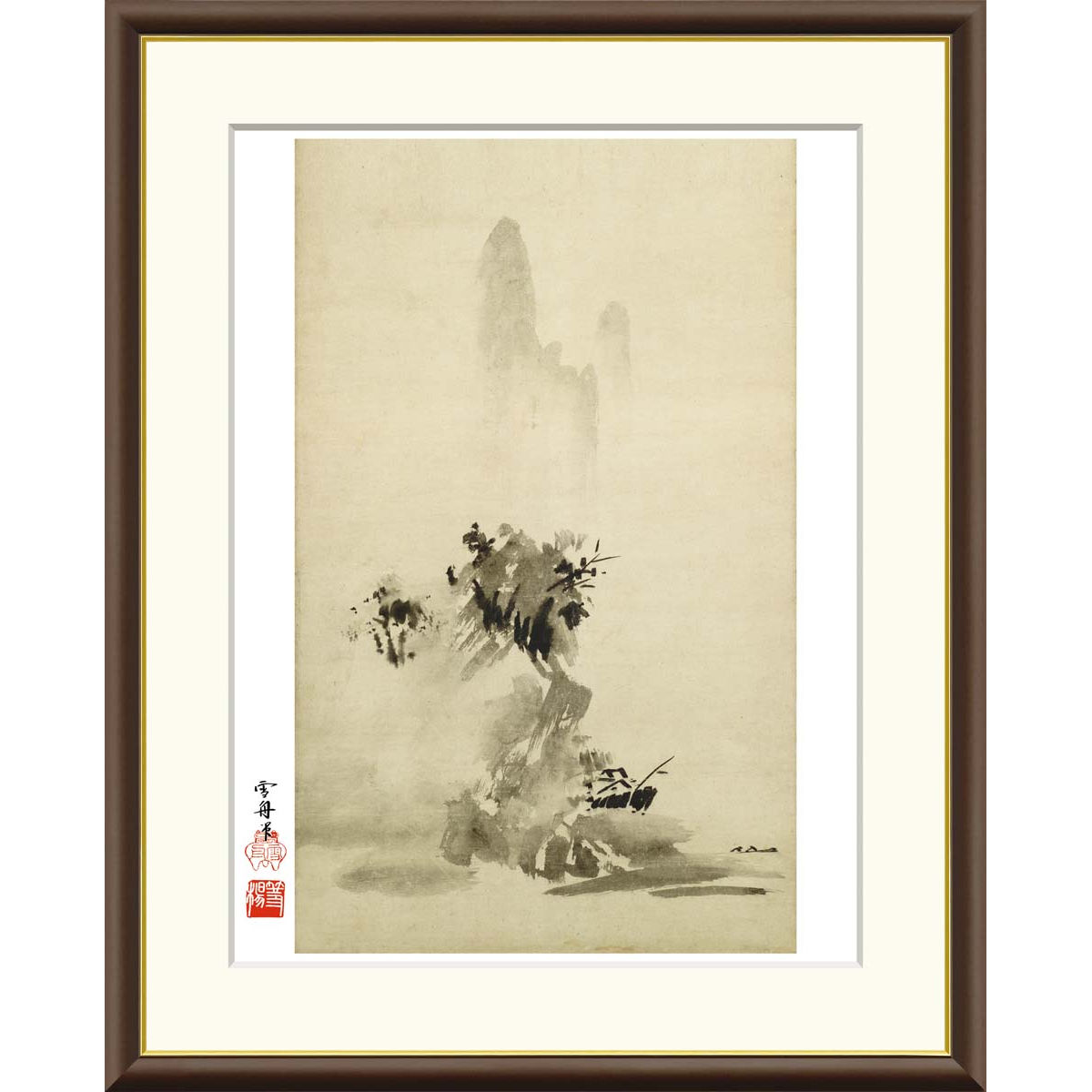 楽天市場】絵画 日本の名画 破墨山水図 雪舟 額入り インテリア アート