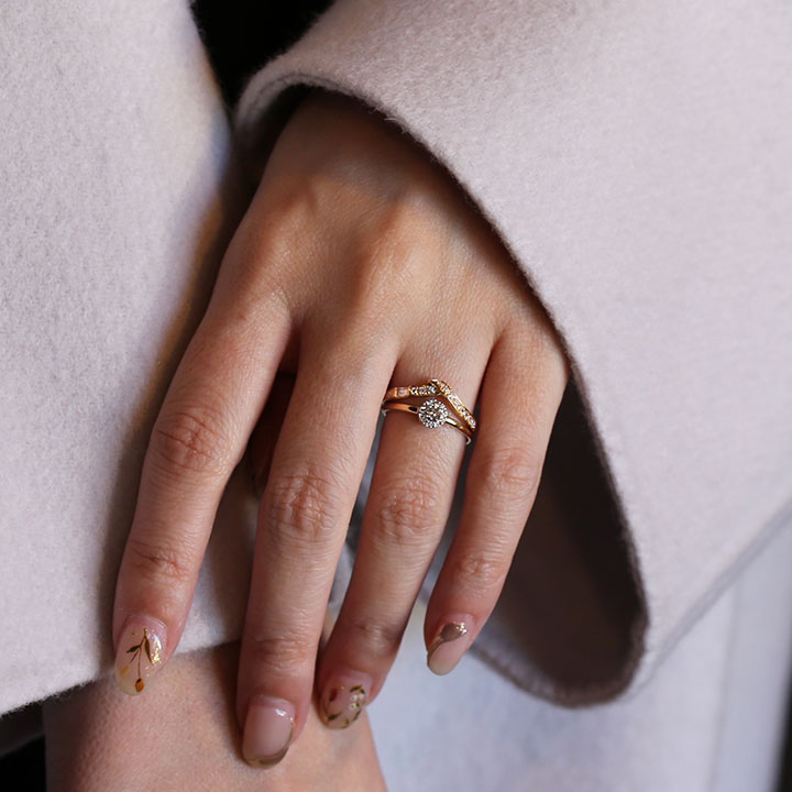 楽天市場】【Diamond Combi Ring】 K10/K18/Pt900 ヘイローデザイン