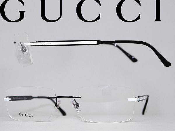 楽天市場】GUCCI 眼鏡 縁無し/フチ無し ブラック×ホワイト グッチ