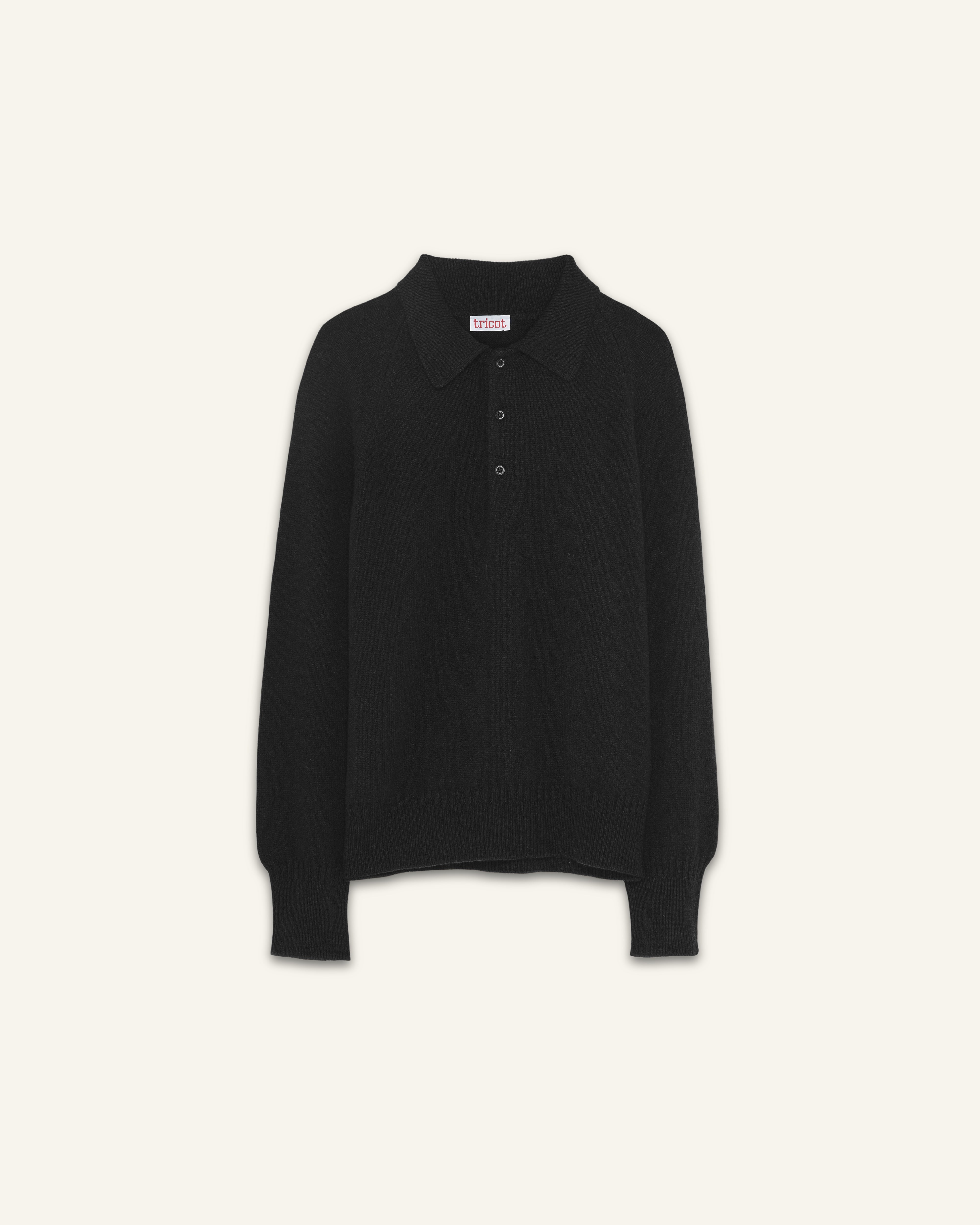 Women's black cashmere polo | Tricot