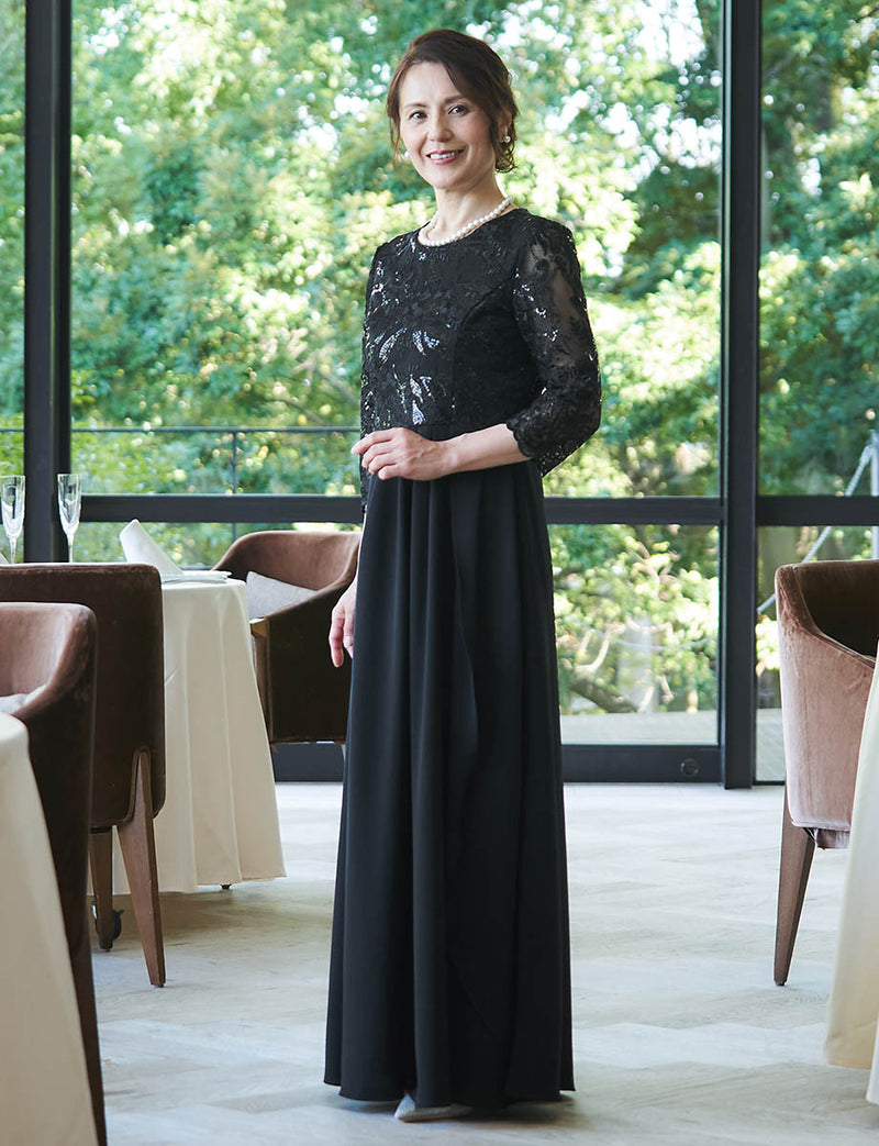 母親向け結婚式ドレス】シンプルで美しいロングドレス｜TWEED DRESS