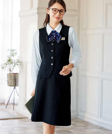 全2色】ベスト（美ストレッチシリーズ・クールストライプ） SA340V