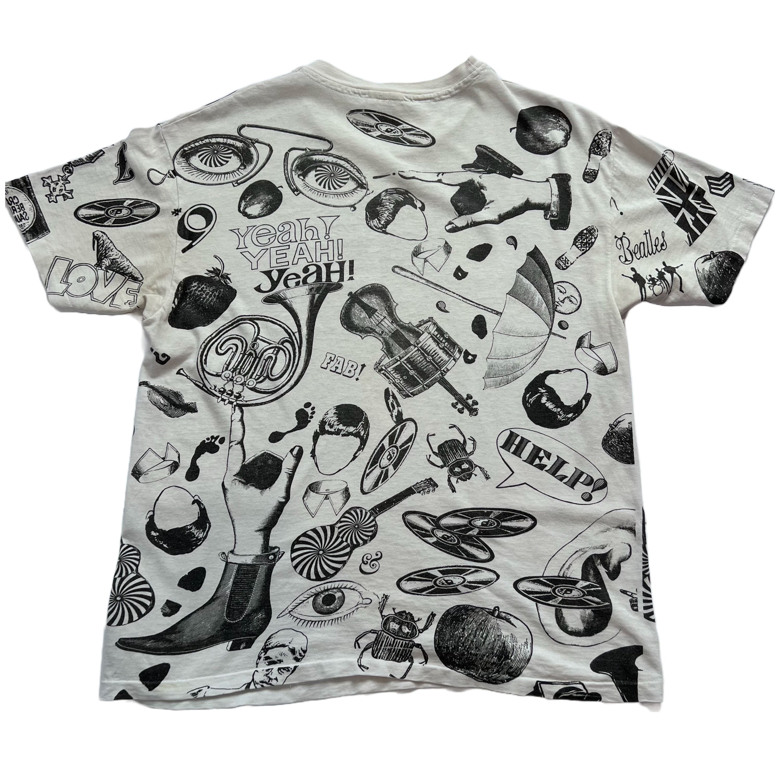 Rare Vintage The Beatles T-shirt 90's AOP Black and White Shirt