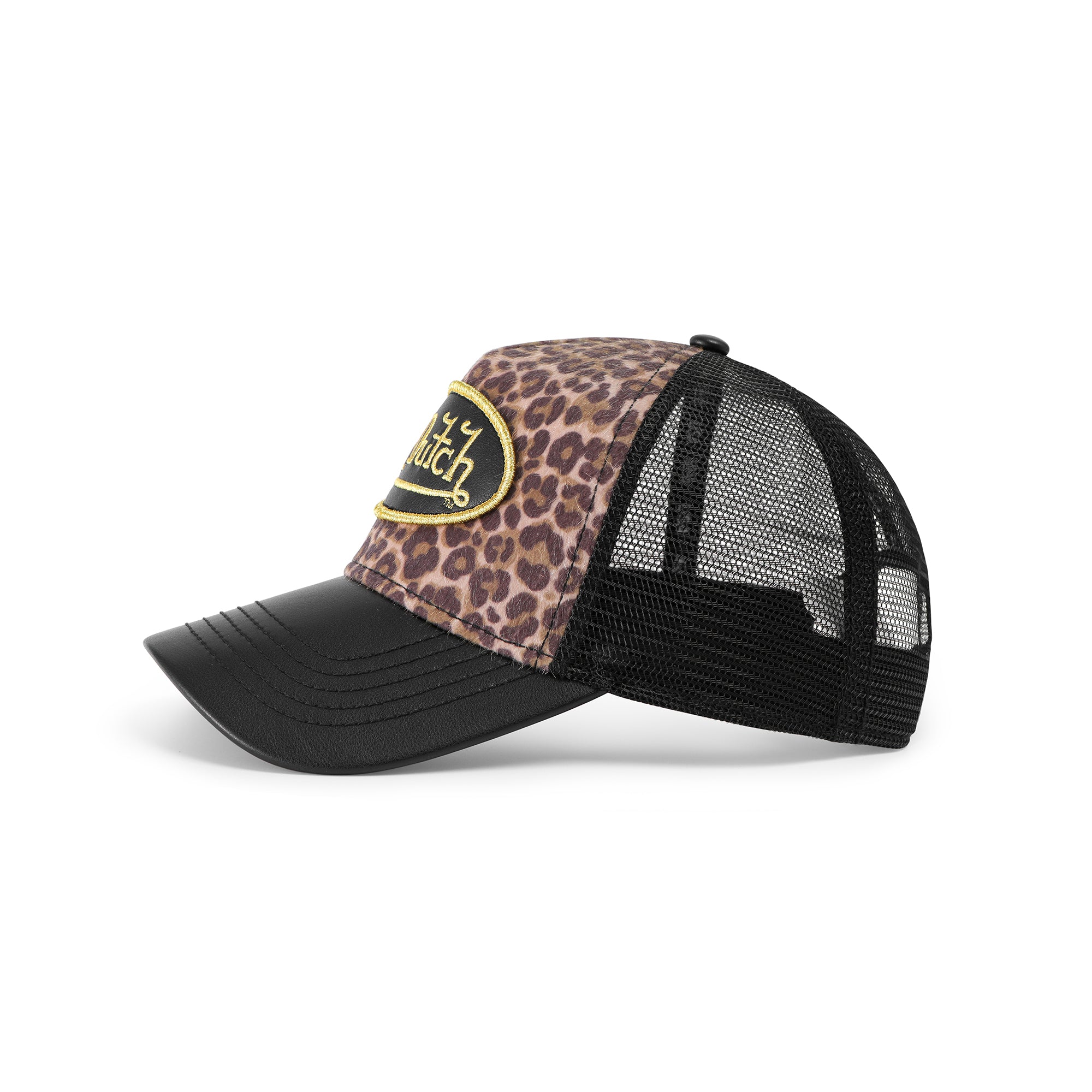 Vegan Leather Trucker Hat - Black Leopard | Von Dutch