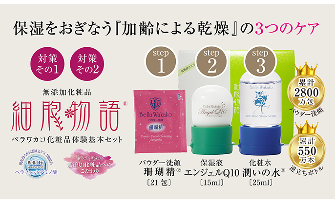 無添加化粧品のアミノ酸化粧品お試し3点セット「細胞物語」で肌細胞
